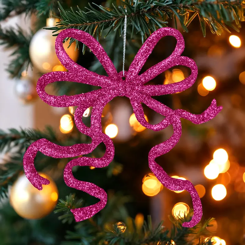 Moño, Decoración Colgante, Glitter, Color Fucsia 2