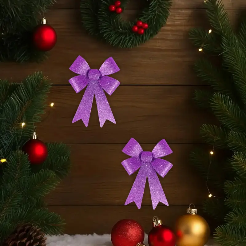 Moño Decorativo, Glitter, Color Morado, 2 Pzas 2