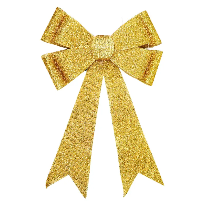 Moño Navideño Con Luz, Color Dorado 2