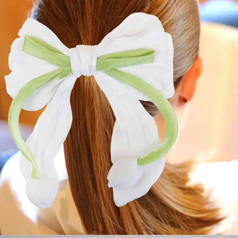 Moño Tulipán Con Broche Para Cabello, Color Blanco 1