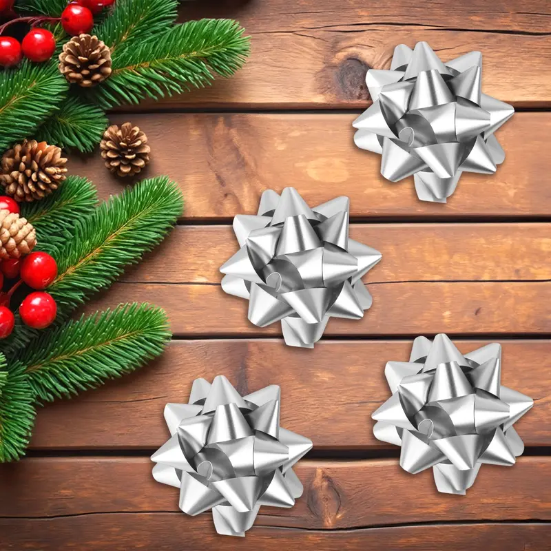 Moños De Regalo, Color Plata, 4 Pzas 2