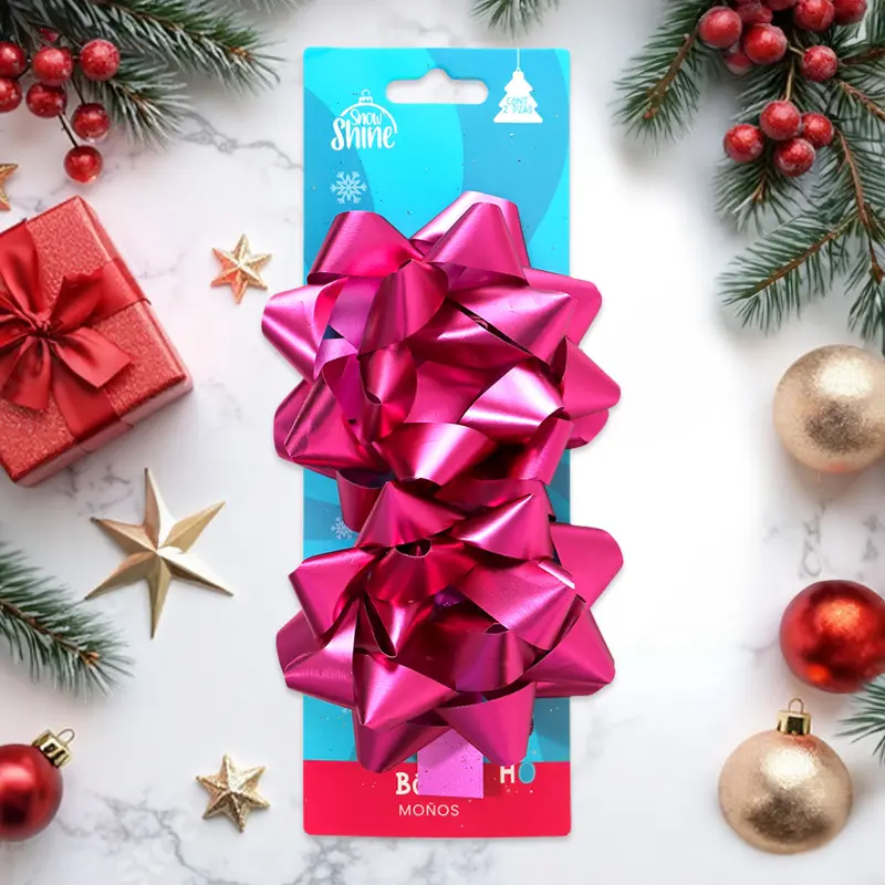 Moños Para Regalo, 2 Pzas, Color Fucsia 2