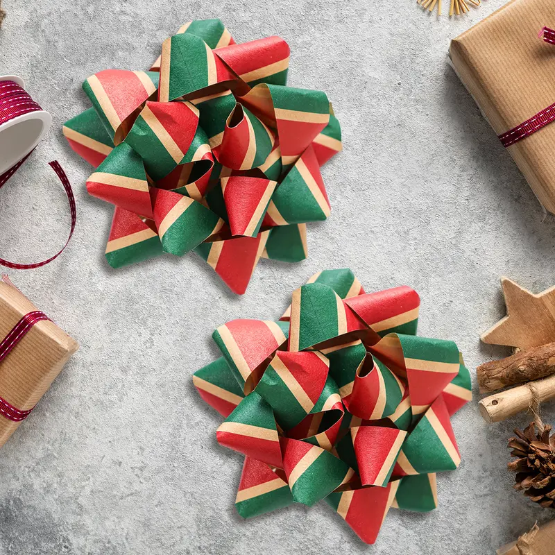 Moños Para Regalo, 2 Pzas, Color Verde Y Rojo 2