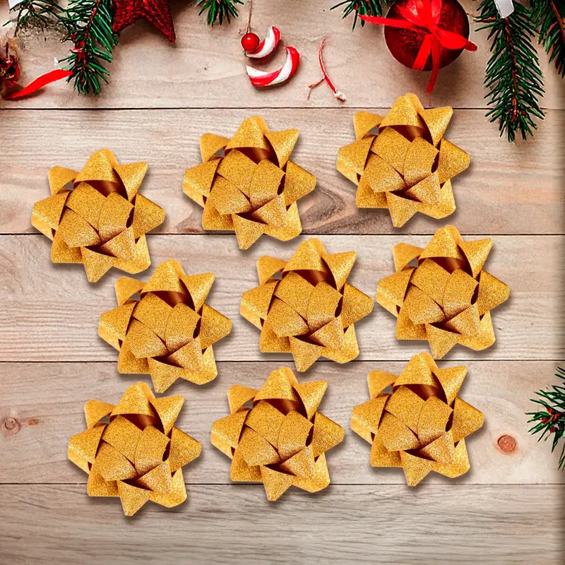 Moños Para Regalo, Color Oro, 9 Pzas 1