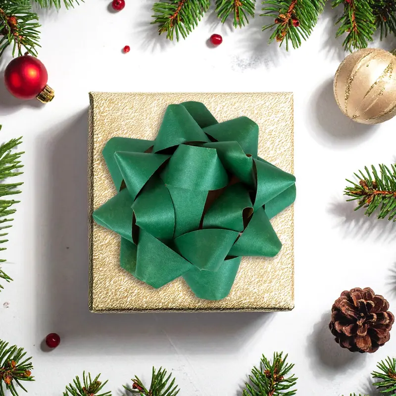 Moños Para Regalo, Kraft, Color Verde 2