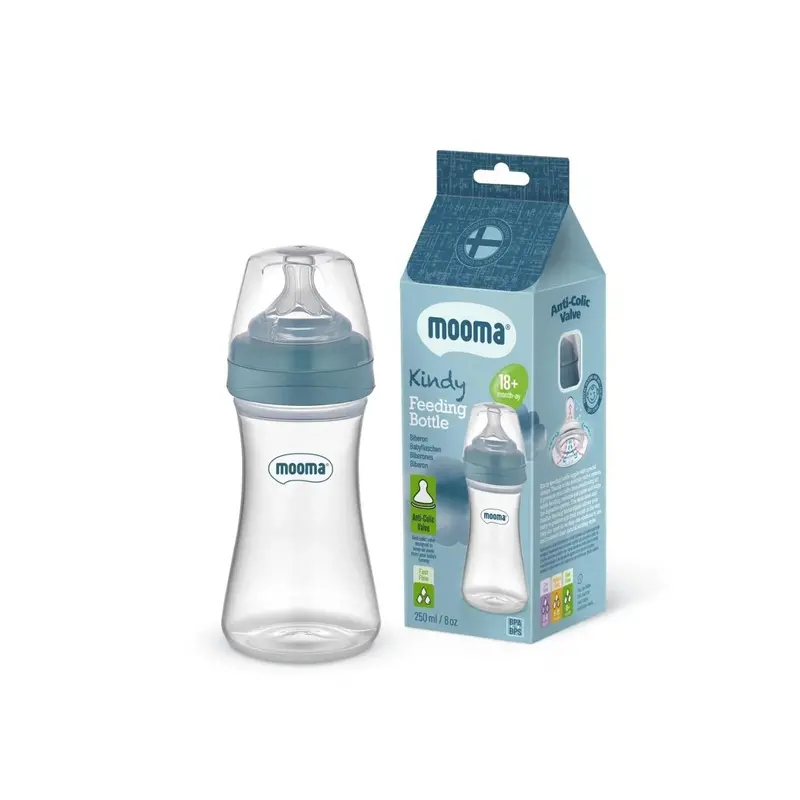 Mooma Kindy Bottle Fast Flow 18+ Months 250Ml - Ball Blue 2