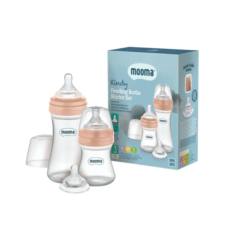 Mooma Kindy Feeding Bottle Starter Set - Old Rose 1