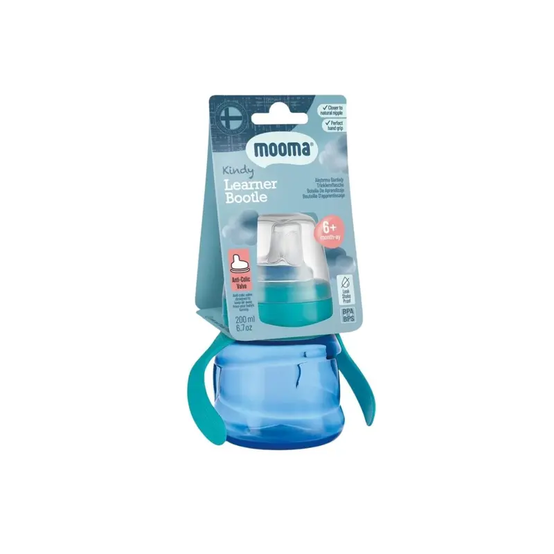 Mooma Kindy Learner Bottle 200Ml - Aqua Blue 1