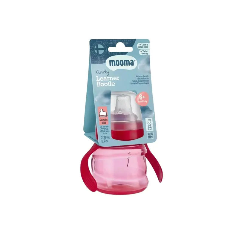 Mooma Kindy Learner Bottle 200Ml - Red 1