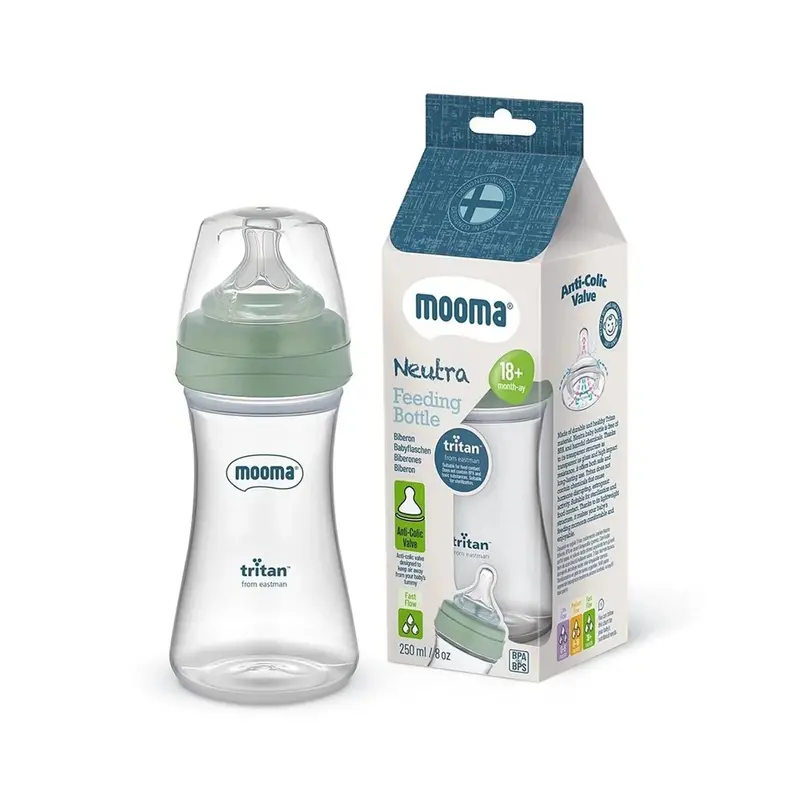 Mooma Neutra Tritan Bottle Fast Flow 18+ Months 250Ml - Sage Green 2