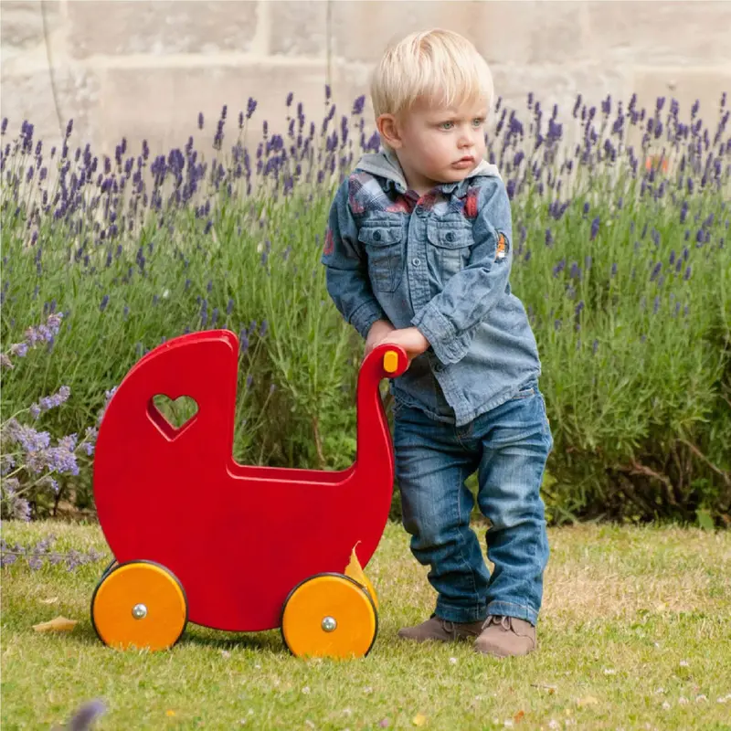 Moover Wooden Dolls Pram Red 2