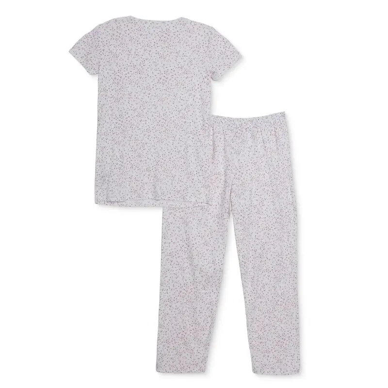 Mother Maternity Pyjama Set Floral Print Crew Neck Short Sleeve - Ecru Printed 3