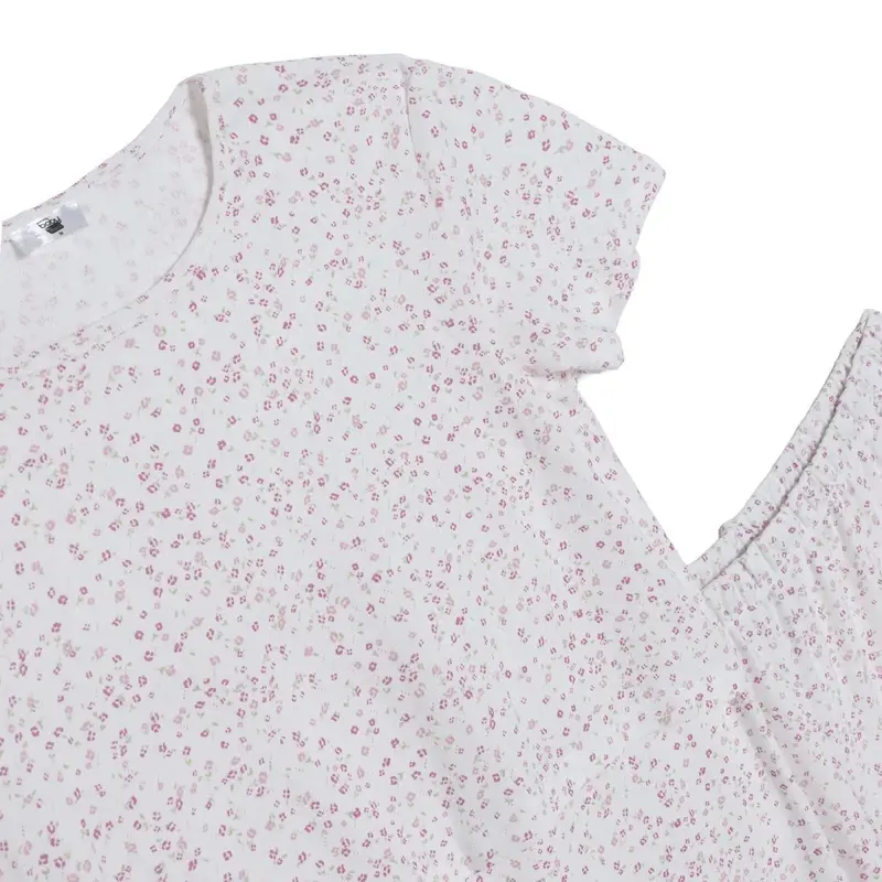 Mother Maternity Pyjama Set Floral Print Crew Neck Short Sleeve - Ecru Printed 4