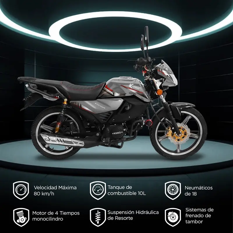 Motocicleta Kiwo Kt-125, Sport, 2025, Color Gris 2