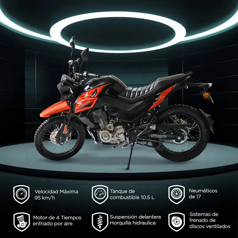 Motocicleta Kiwo Kw 200, Color Negro Con Naranja 2