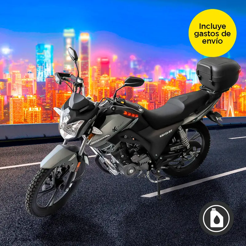 Motocicleta Kiwo Kw150 My 2025 Color Negro Con Gris 1
