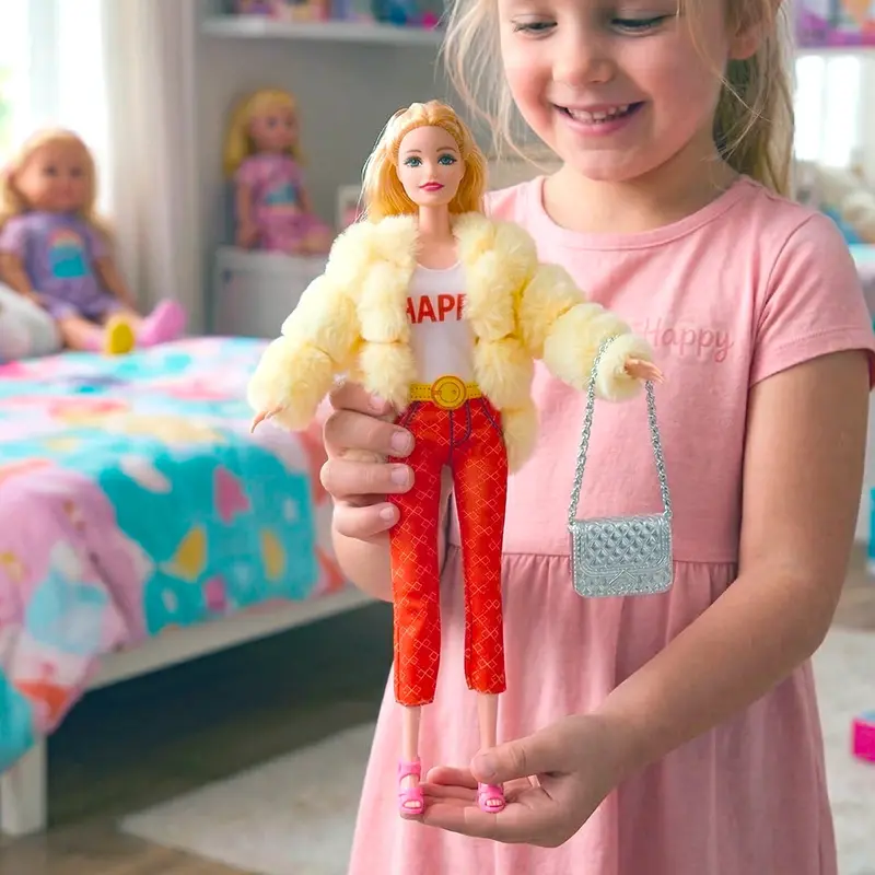 Muñeca, Abrigo Amarillo De Peluche 1