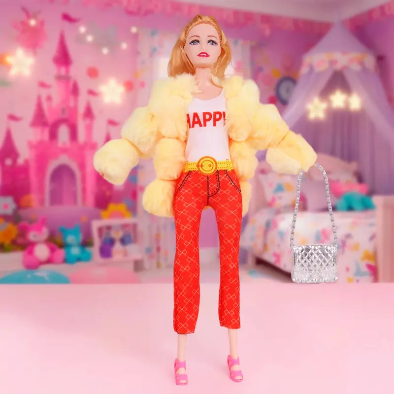 Muñeca, Abrigo Amarillo De Peluche 2