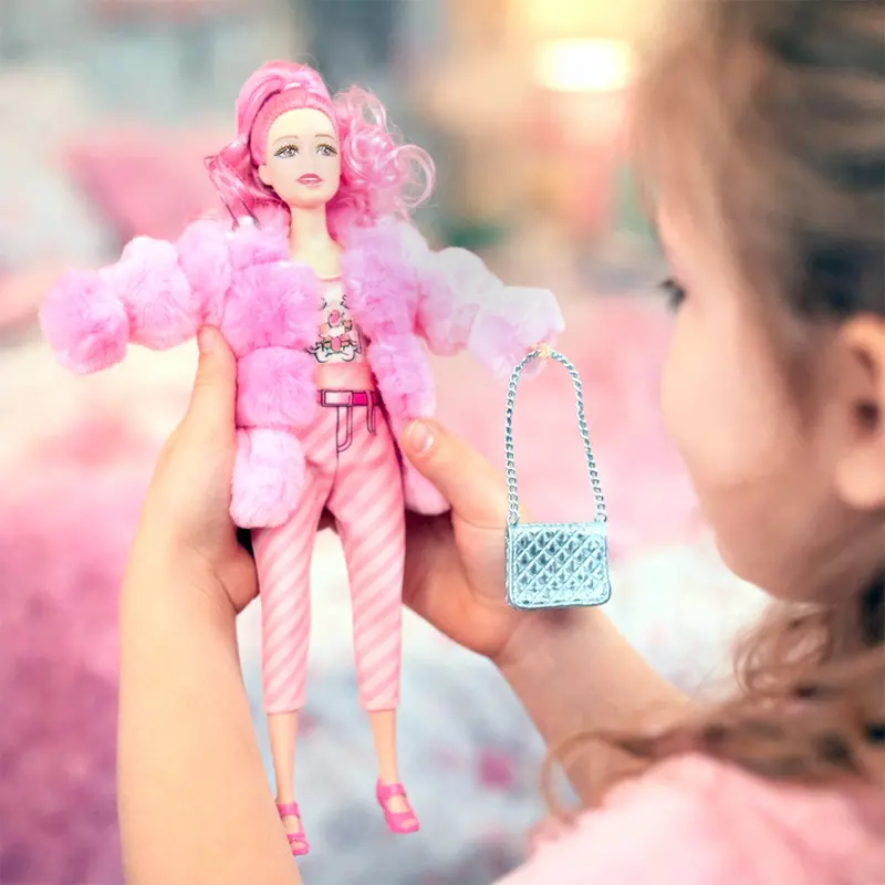 Muñeca, Abrigo Rosa De Peluche 1