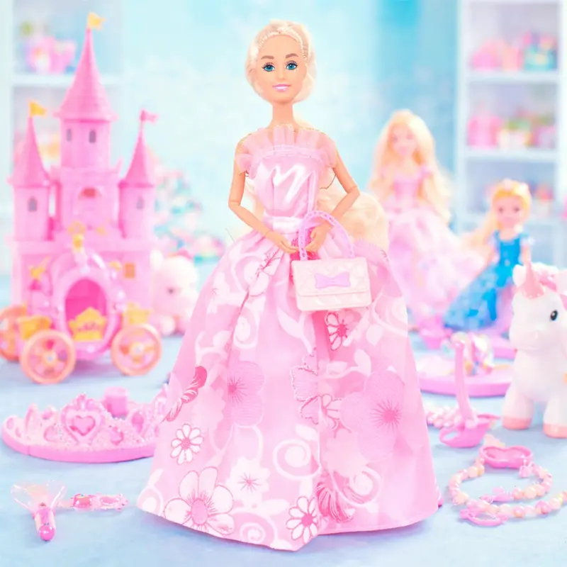 Muñeca Con Vestido De Fiesta, Color Rosa 1