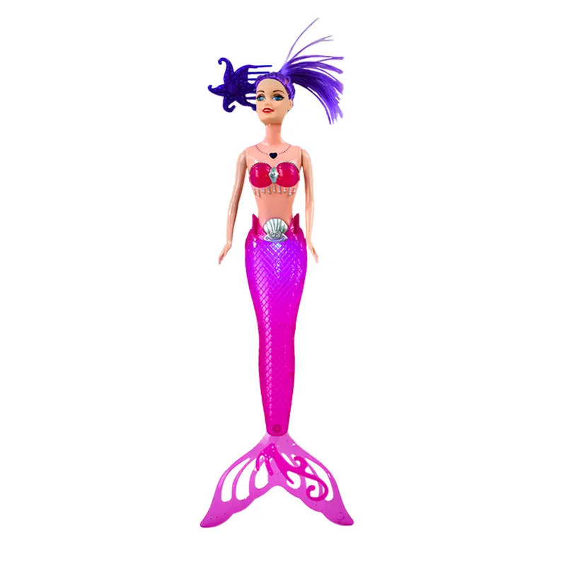 Muñeca Sirena Lila Con Luz 1