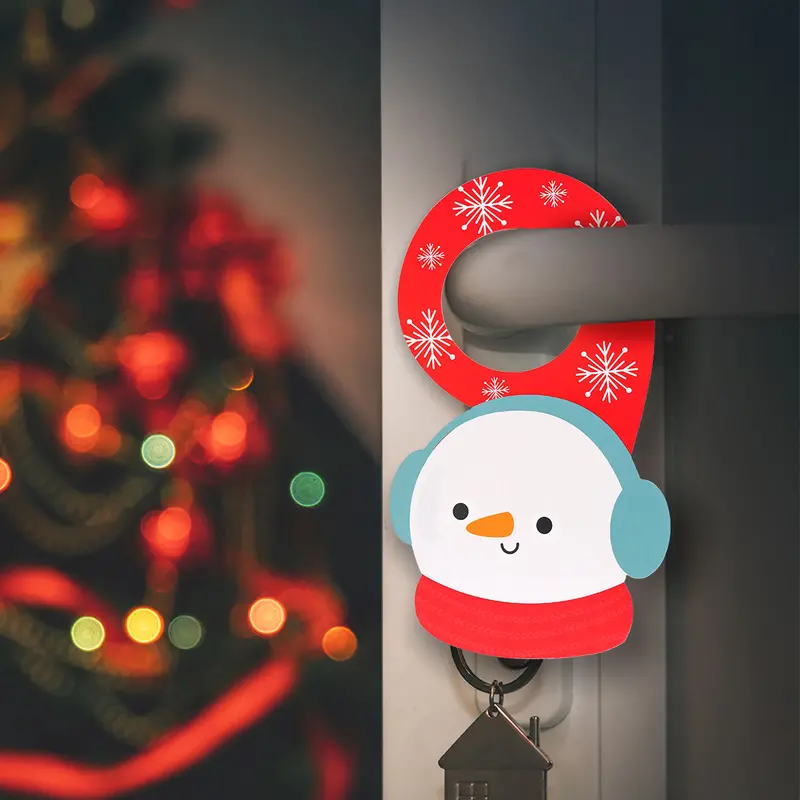 Muñeco De Nieve, Adorno Para Manija De Puerta Navideño 1