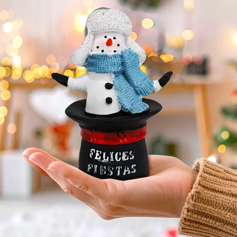 Muñeco De Nieve En Sombrero, Figura Decorativa De Cerámica 1