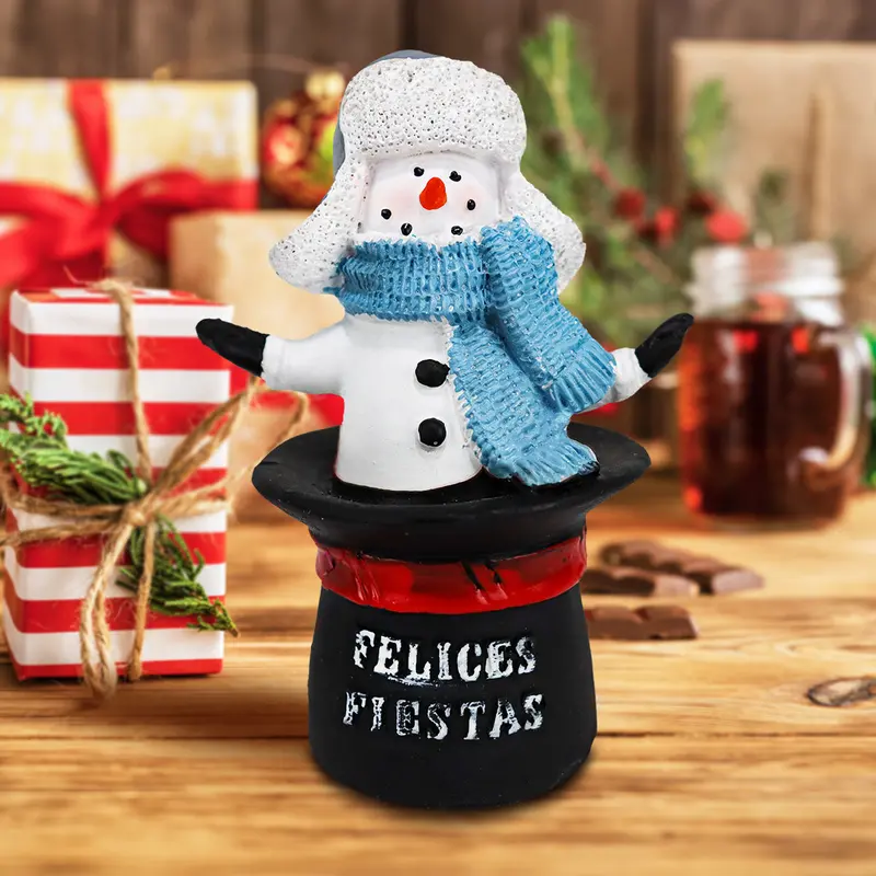Muñeco De Nieve En Sombrero, Figura Decorativa De Cerámica 2