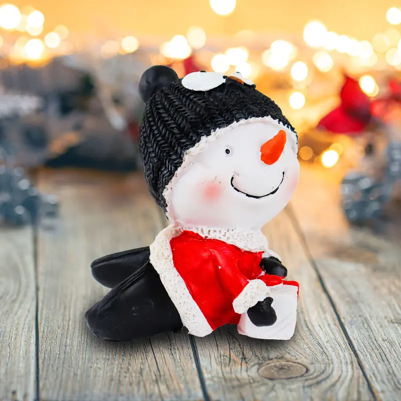 Muñeco De Nieve, Gorro Pingüino, Figura Decorativa De Cerámica 1