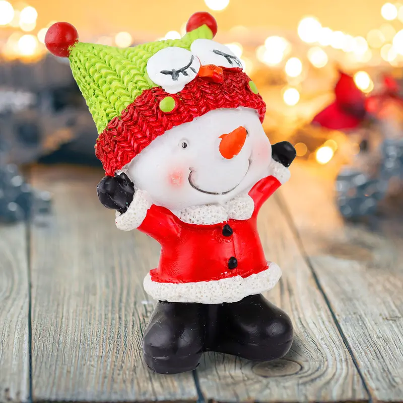 Muñeco De Nieve, Gorro Rana, Figura Decorativa De Cerámica 1
