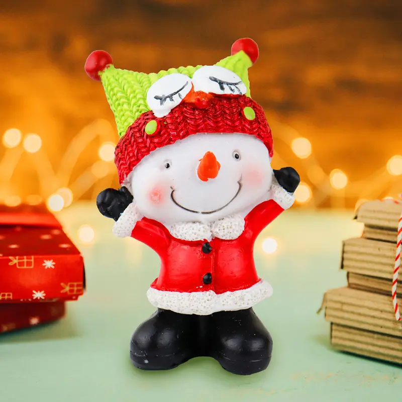 Muñeco De Nieve, Gorro Rana, Figura Decorativa De Cerámica 2