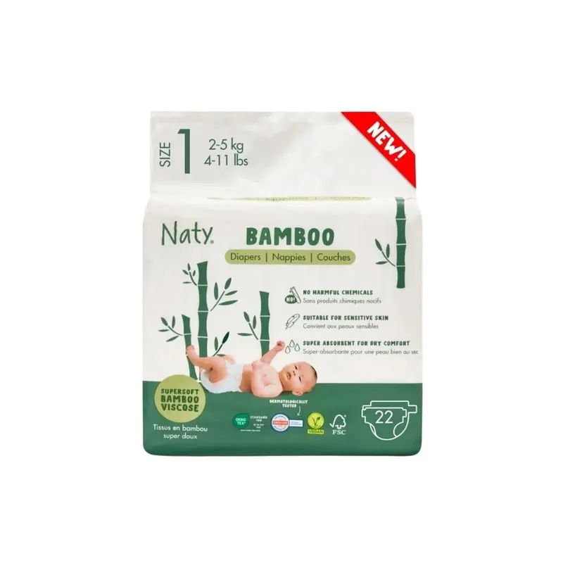 Naty Bamboo Viscose Baby Nappies Size 1 - 22 Nappies 1