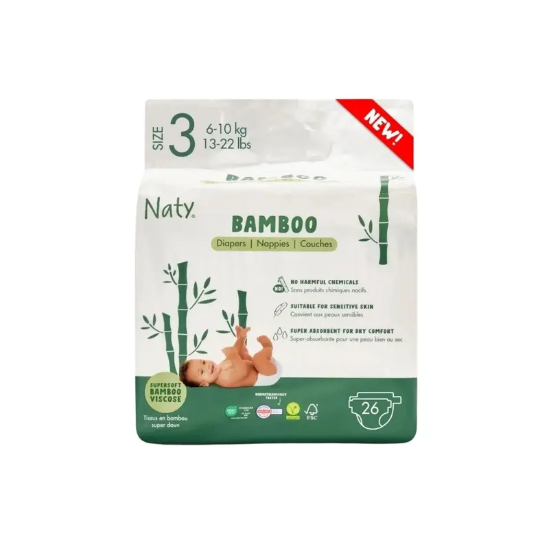 Naty Bamboo Viscose Baby Nappies Size 3 - 26 Nappies 1