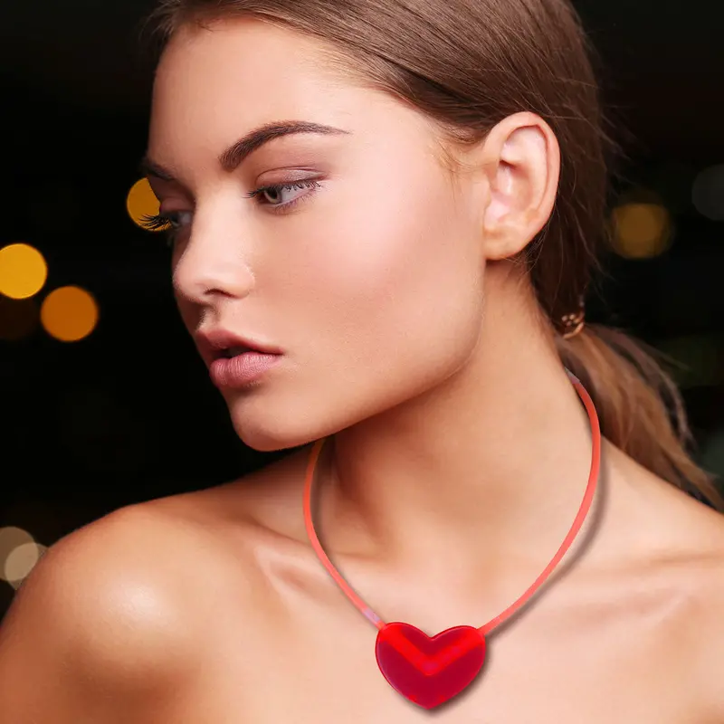 Niceglow, Collar De Neón En Forma De Corazón, Color Rojo 1