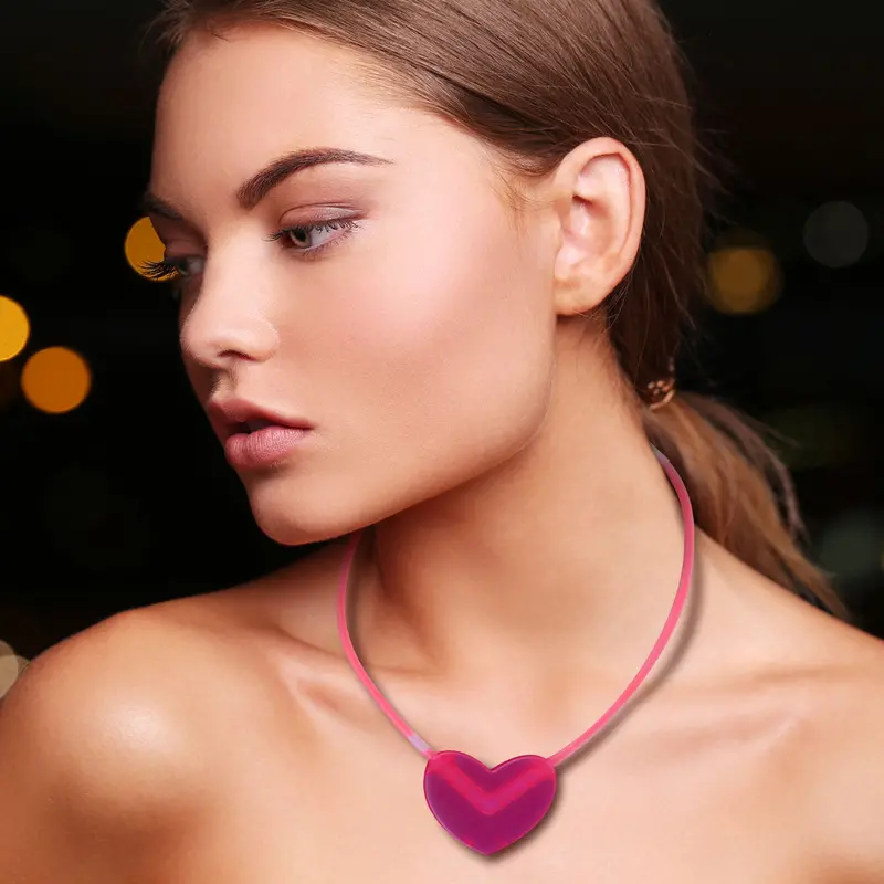 Niceglow, Collar Neón En Forma De Corazón, Color Fiusha 1