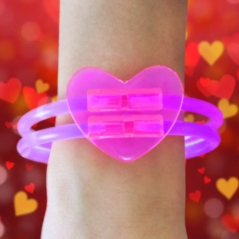 Niceglow, Pulsera Neón En Forma De Corazón, Color Fiusha 1