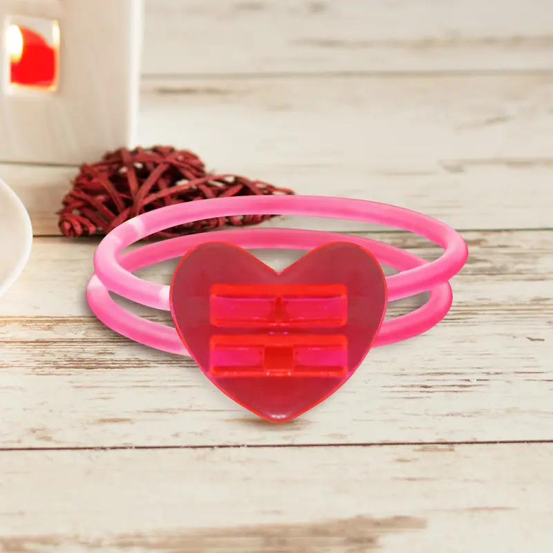 Niceglow, Pulsera Neón En Forma De Corazón, Color Rosa 2