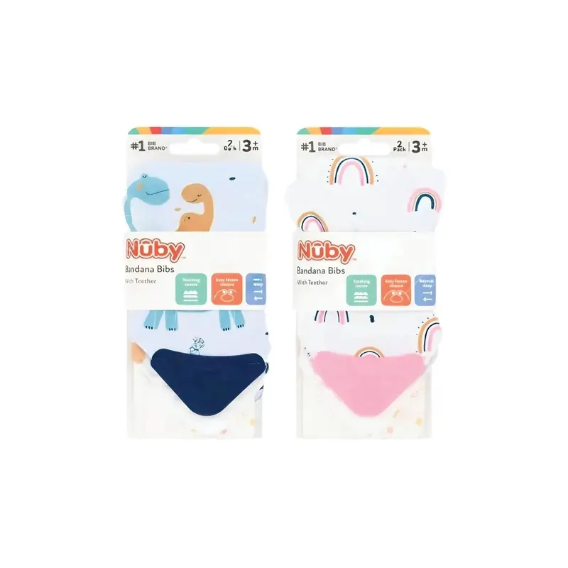Nuby Bandana Bibs Pack Of 2 Assorted 1