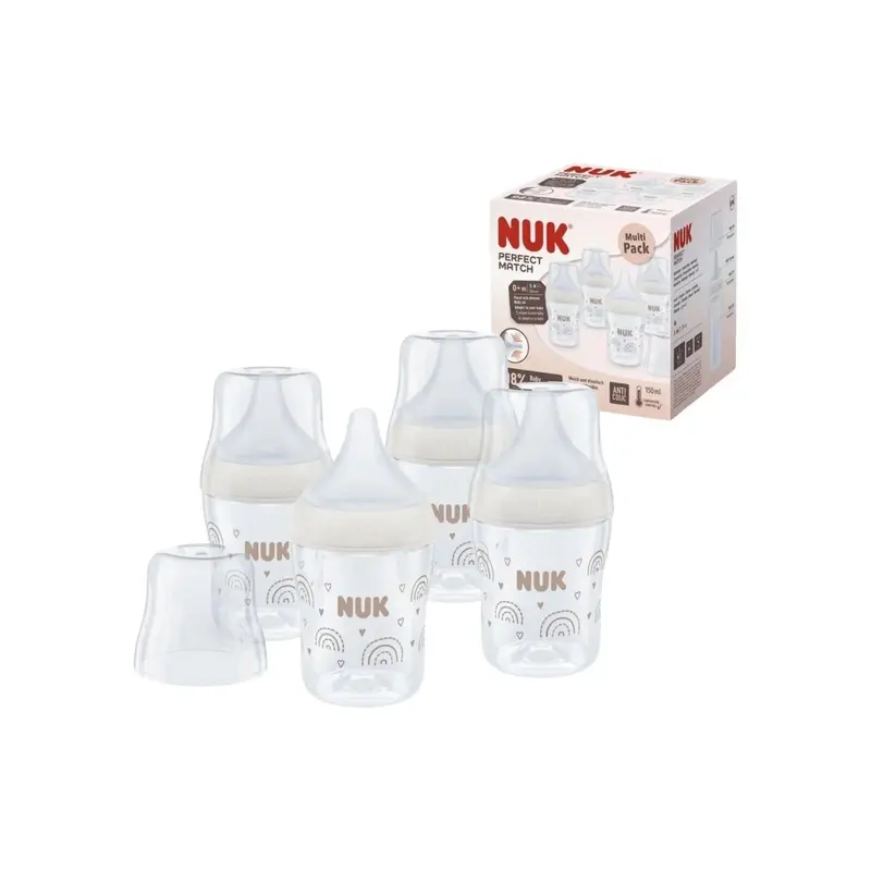 Nuk Anti-Colic Perfect Match 150Ml Pack Of 4 - Rainbow 1