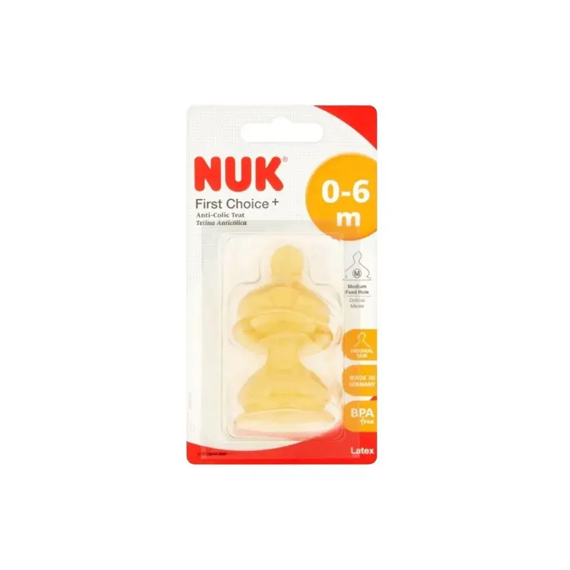 Nuk First Choice+ Latex Teats Medium Feed Hole 0-6 Months 1