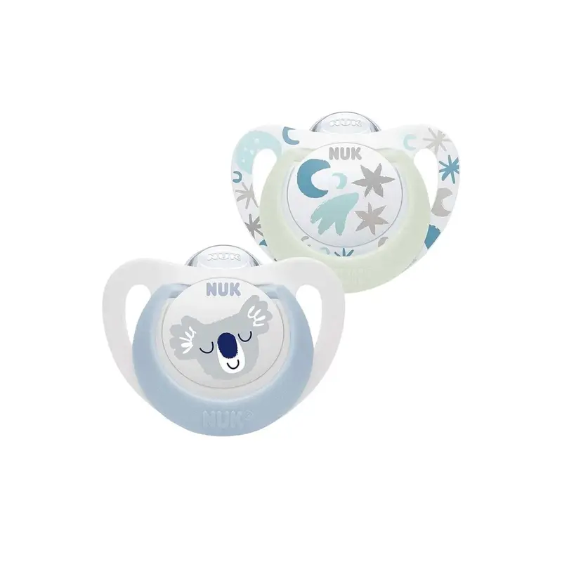 Nuk Star Day & Night Soother 0-6 Months Pack Of 2 - Blue 1