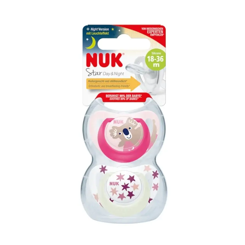 Nuk Star Day & Night Soother 18-36 Months Pack Of 2 - Pink 2