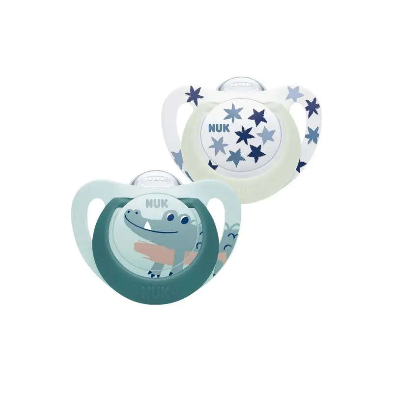 Nuk Star Day & Night Soother 6-18 Months Pack Of 2 - Blue 1