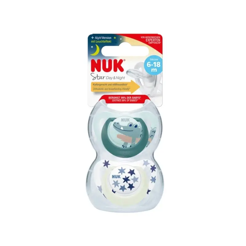 Nuk Star Day & Night Soother 6-18 Months Pack Of 2 - Blue 2