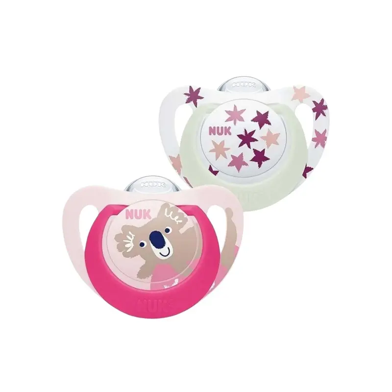 Nuk Star Day & Night Soother 6-18 Months Pack Of 2 - Pink 1