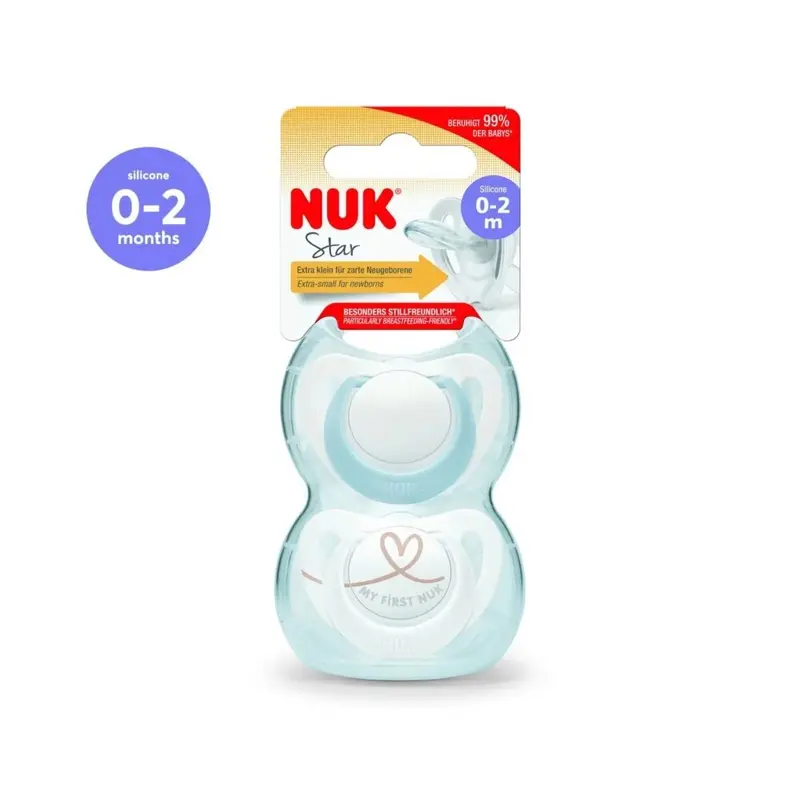 Nuk Star Soother 0-2 Months Pack Of 2 - Blue 2