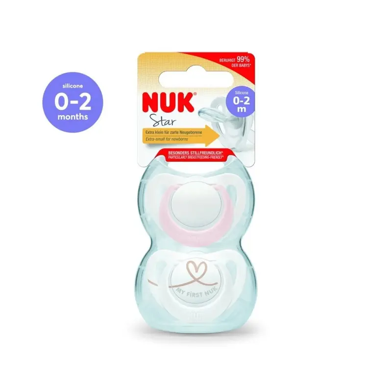 Nuk Star Soother 0-2 Months Pack Of 2 - Pink 2