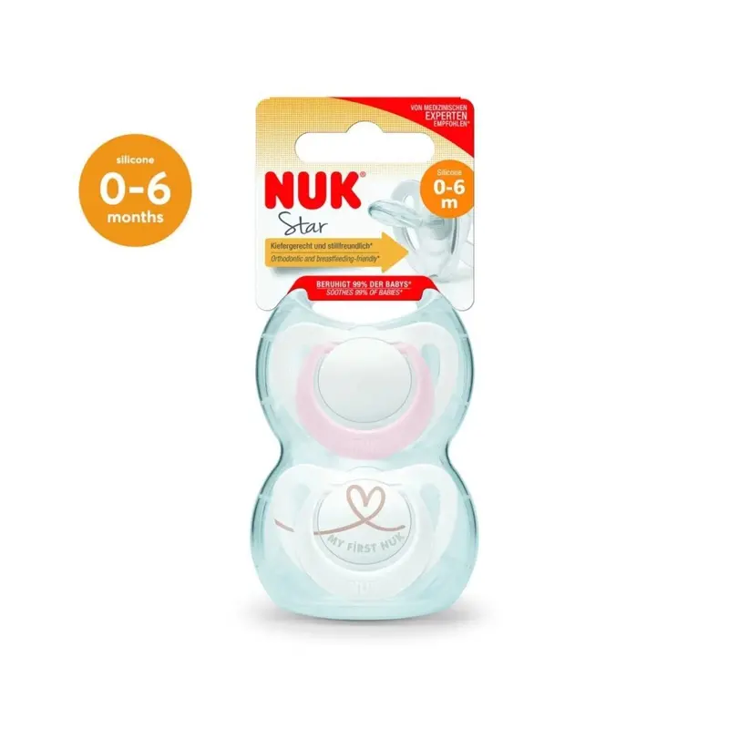 Nuk Star Soother 0-6 Months Pack Of 2 - Pink 2