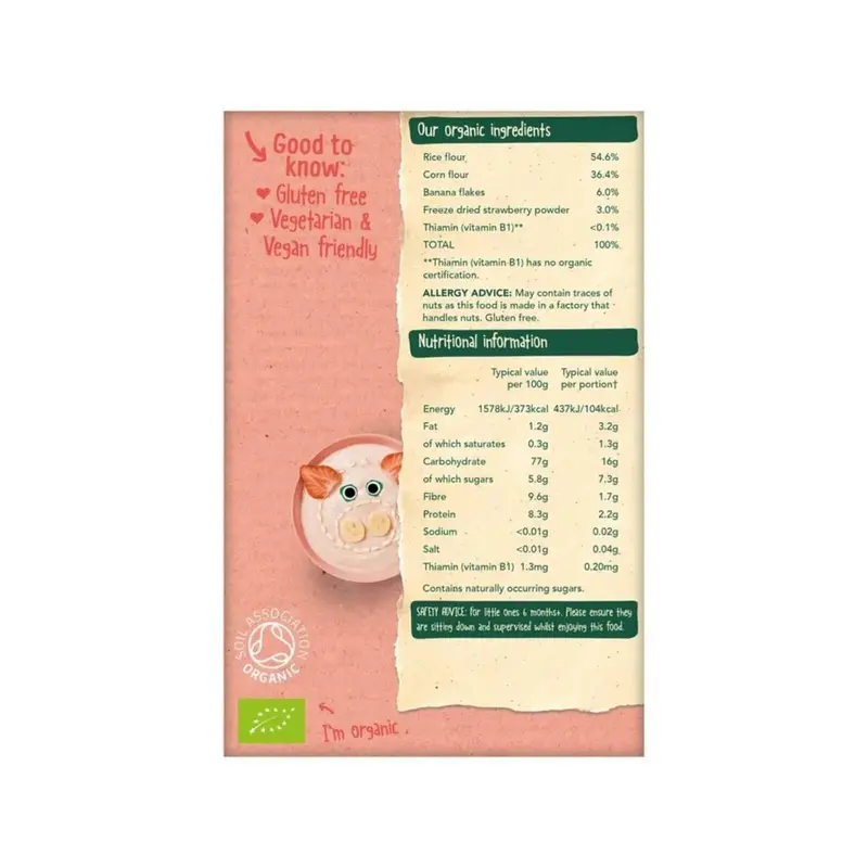 Organix Strawberry & Banana Porridge 6+ Months 120G 2