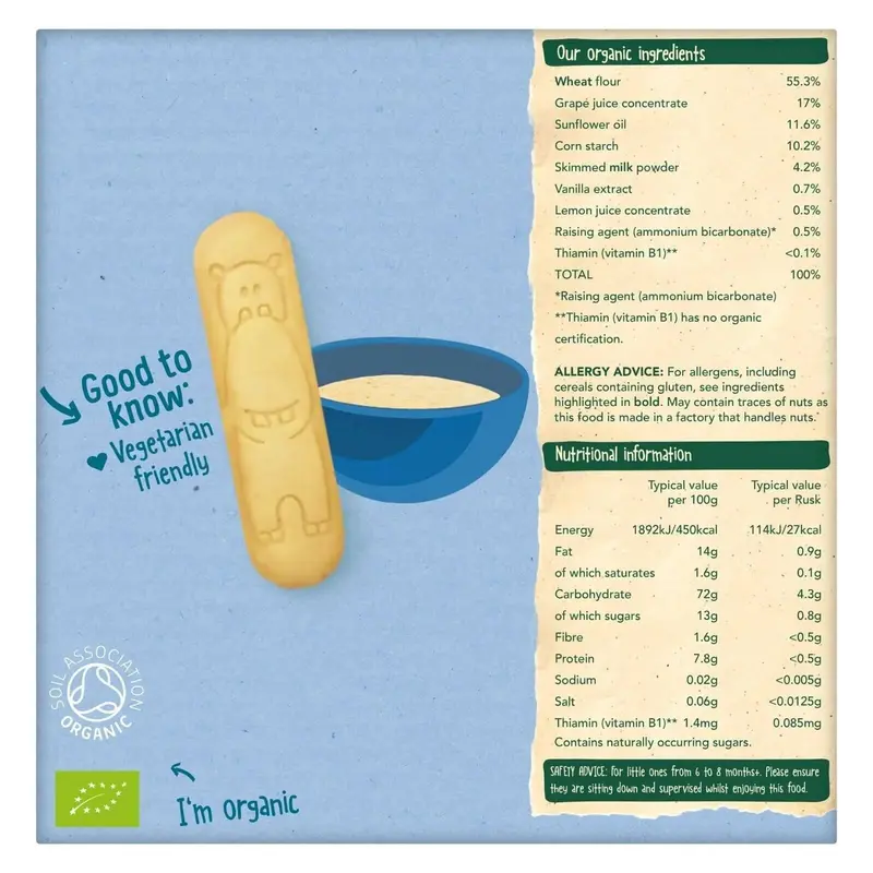 Organix Vanilla Little Ruskits 6+ Months 60G (10X6g) 2
